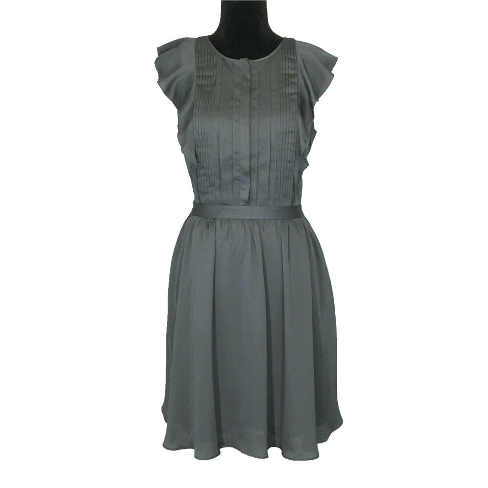 NWT Banana Republic Dress 6 Slate Gray Pin Tuck Pleat Pocket Lined Washable $128